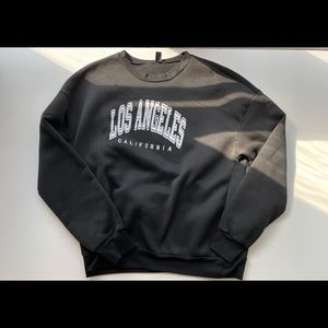 Letter Graphic Mock Neck Pullover